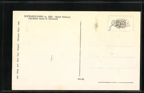 AK Soprabozano, Hotel Holzner, Giardino verso le Dolomiti