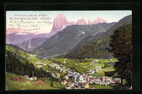 AK Ortisei, Panorama col Gruppo del Sassolungo, Dolomiti