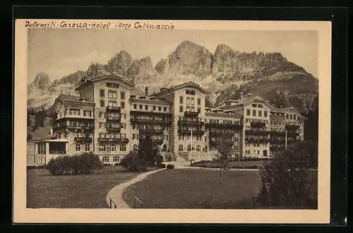 AK Karersee, Hotel Karersee gegen Rosengarten, Dolomiten