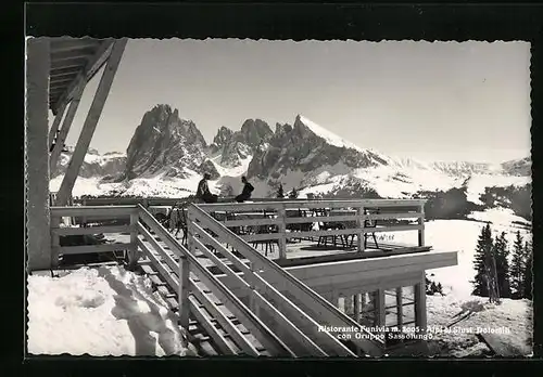 AK Pordoi, Ristorante Funivia, Alpi di Siusi, Dolomiti con Gruppo Sassolungo