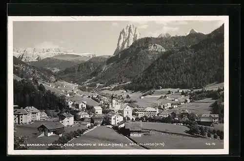 AK Ortisei /Val Gardena, Panorama, Gruppo di Sella e Sassolungo
