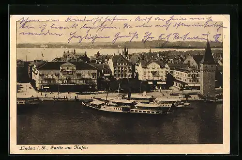 AK Lindau i. B., Hafenbild aus der Vogelschau