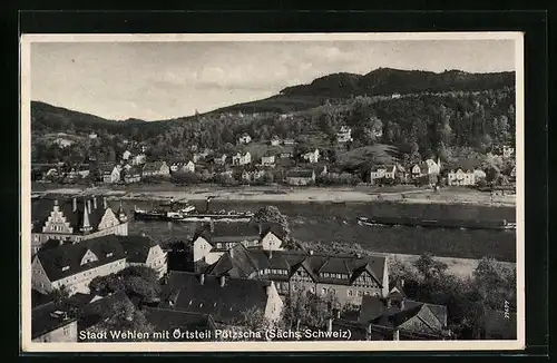 AK Wehlen-Pötzscha, Panoramablick aus der Vogelschau