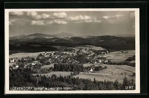 AK Lückendorf, Gesamtansicht mit Lausitzer Gebirge