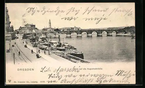 AK Dresden, Blick auf die Augustusbrücke