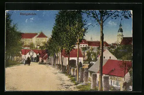 AK Königsbrück, Teilansicht mit Kirche im Hintergrund