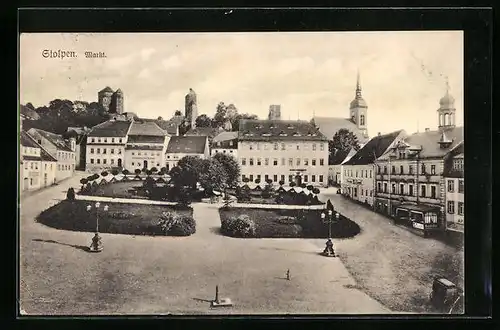 AK Stolpen, Markt aus der Vogelschau