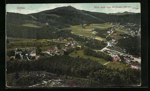 AK Oybin, Totalansicht mit Blick nach dem Hohwald