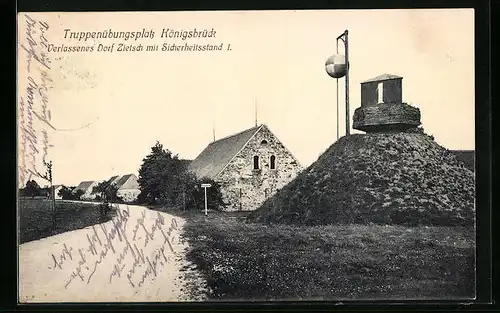 AK Königsbrück, Truppenübungsplatz, verlassenes Dorf Zietsch mit Sicherheitsstand I.