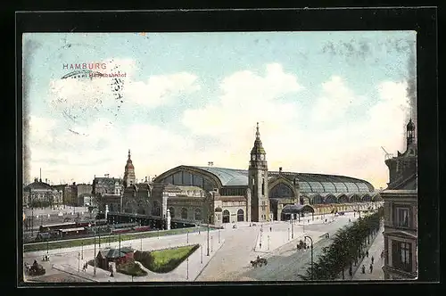 AK Hamburg-St.Georg, Blick auf den Hauptbahnhof