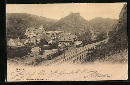 AK Altenahr, Teilansicht mit Bahnhof im Vordergrund