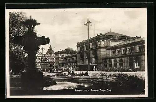 AK Hannover, Wasserspiel vor dem Hauptbahnhof