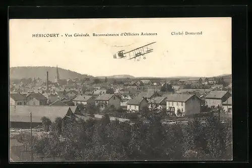 AK Héricourt, Vue Générale, Reconnaissance d'Officiers Aviateurs