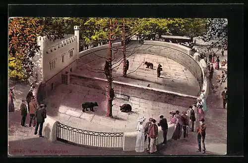 AK Bern, Bärengraben mit Besuchern