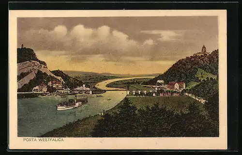 AK Porta Westfalica, Totale mit Kaiserdenkmal