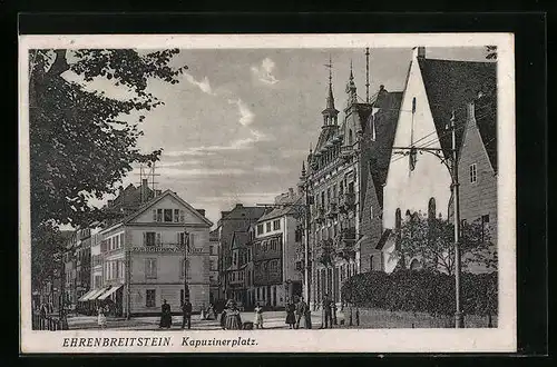 AK Ehrenbreitstein, Kapuzinerplatz mit Gasthaus Zur schönen Aussicht