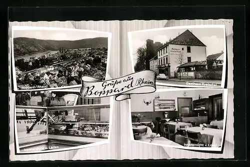 AK Boppard a. Rh., Gasthaus Kretschel, Innenansichten Lokal und Laden