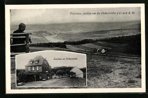 AK Boppard, Gasthaus zur Fleckertshöhe, Panorama