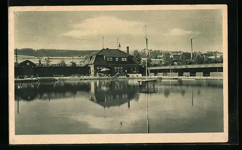 AK Markneukirchen, Schwimmbad mit Unterkunftshaus