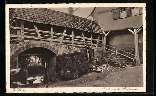 AK Waiblingen, Partie an der Stadtmauer