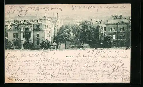 AK Weimar, Stadtvillen und Blick auf die Stadt