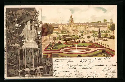 Künstler-AK Carl Münch: Karlsruhe, Residenzschloss, Hermann und Dorothea