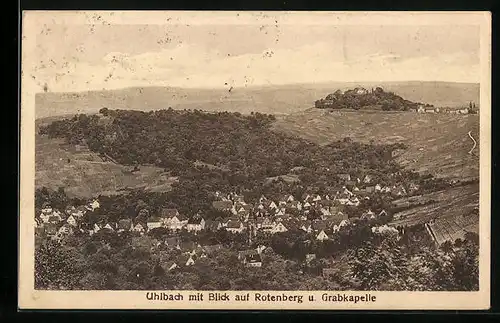 AK Uhlbach, Gesamtansicht mit Blick auf Rotenberg und Grabkapelle