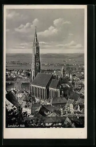 AK Landshut / Ndb., Teilansicht mit Kirche