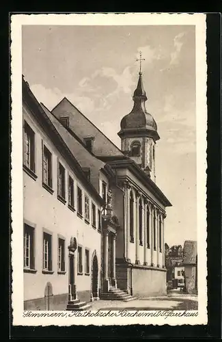 AK Simmern, Katholische Kirche mit Pfarrhaus