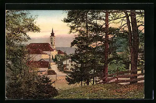 AK Schäftlarn, Blick auf das Kloster im Isartal