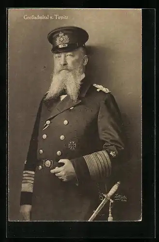 AK Portrait des Grossadmirals Alfred von Tirpitz in Marineuniform