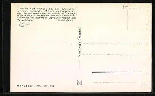 AK Donaustauf, Walhalla von der Donau gesehen, Dampfer