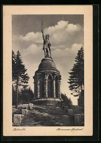 AK Detmold, Hermann-Denkmal von Westen gesehen