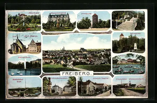 AK Freiberg, Schwedendenkmal, Johannis Hospital, Schlossplatz