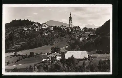 AK Kastelruth, Panorama mit Feldern