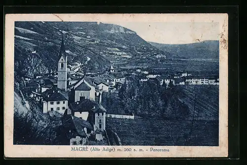 AK Magrè, Panoramaansicht mit Kirche
