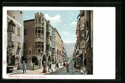 AK Sterzing, Strassenpartie mit Rathaus