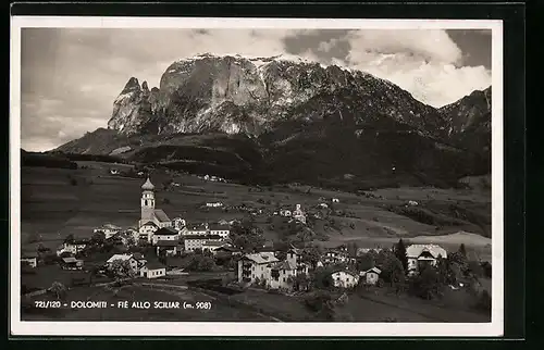 AK Fiè allo Sciliar, Ortsansicht mit Bergpanorama