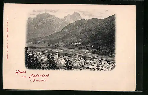 AK Niederdorf i. Pusterthal, Totalansicht mit Kirche