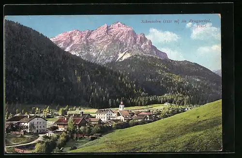 AK Schmieden i. Pragsertal, Gesamtansicht mit Kirche