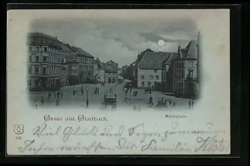 Mondschein-AK Gladbach, Partie am Marktplatz