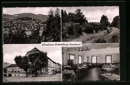AK Eversberg /Sauerland, Totalansicht, Gasthof Hengesbach