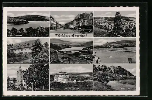 AK Meschede /Sauerland, Hennetalsperre, Schloss Laer