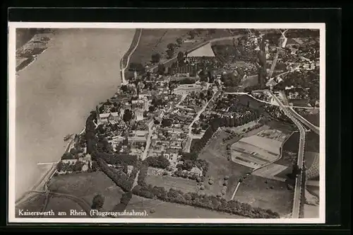 AK Kaiserswerth a. Rhein, Fliegeraufnahme mit Rheinpartie