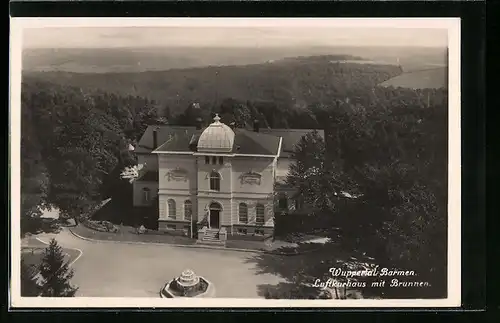 AK Wuppertal, Luftkurhaus mit Brunnen aus der Vogelschau