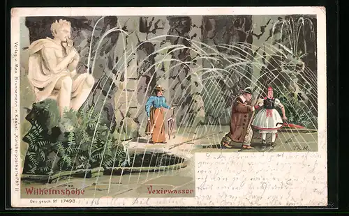 Lithographie Kassel-Wilhelmshöhe, Vexirwasser