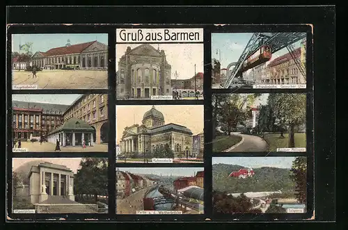 AK Barmen, Der Hauptbahnhof, Schwebebahn, Planetarium