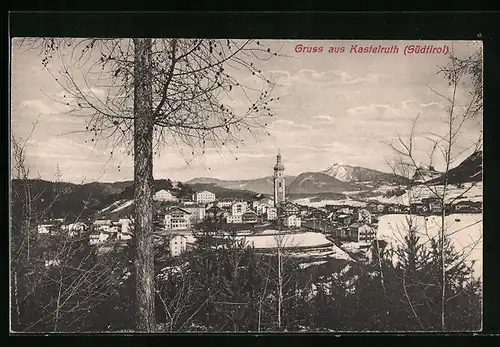 AK Kastelruth, Panorama mit Baum