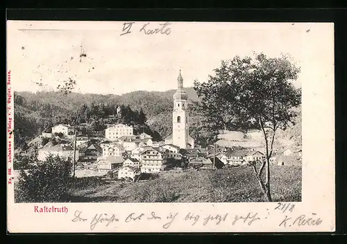 AK Kastelruth, Panorama mit Kirche