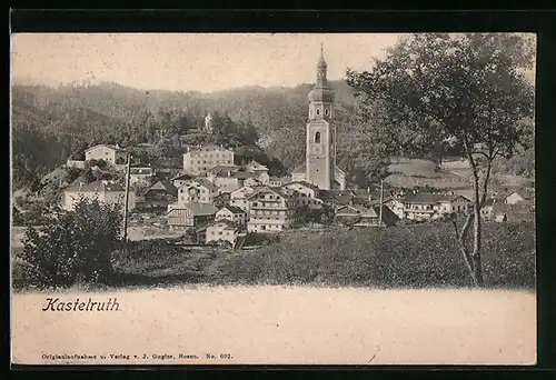 AK Kastelruth, Panorama mit Kirche